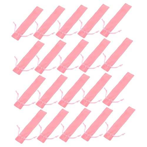 HONITANO 20 Stück Teiliges Pinke Kordelzug Stiftbeutel aus Strapazierfähigem Fusselfreiem Material Kratzfeste Einzelstifttasche Praktische Tragbare Schreibgeräte Aufbewahrung für und von HONITANO
