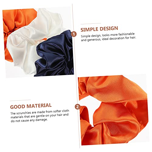 HONITANO 3 Stück Große Seidenähnliche Haargummis für Damen Extra Sanfte Glatte Satin Geeignet für Dickes Lockiges Haar Schonend Abdrücke Haarschmuck Accessoires Weiß Orange von HONITANO