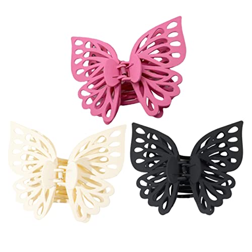 HONITANO 3 Stück Haarnadel Haare Schmetterlinge Styling Jumbo Griffe Haarbarrettes Weiß Haarklammern für lange Haare Klemmbacken für Haare Haarspangen für damen Einzigartige Haarspangen p.s von HONITANO