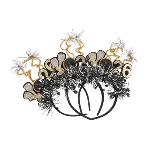 HONITANO 3stücke Frohes Neues Jahr Stirnband Mit Sternanhängern Glitzerndes Pailletten-haarreifen Für Silvesterfeiern Dekoratives Neujahrs-haarband Für Damen von HONITANO