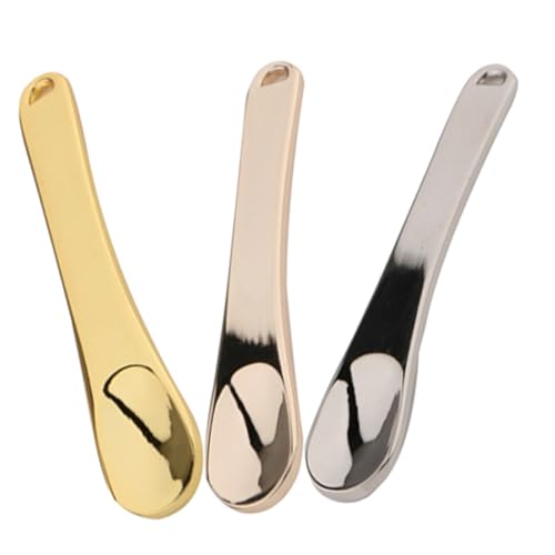 HONITANO 3 Stück Kosmetikspatel Mini Metallspatel für Make up und Hautpflege Gesichtscreme Applikator Beauty Tool Löffel in Gold Silber Roségold Kompakt Tragbar von HONITANO