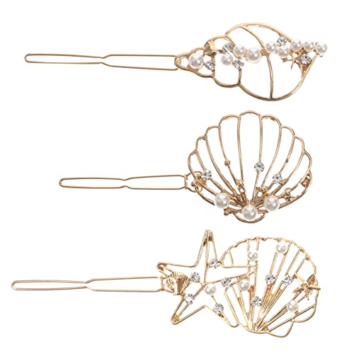 HONITANO 3stücke Metall Haarspangen Mit Perlen Elegante Haarklammern Für Damen Verschiedene Designs Fächerförmig Seestern Für Hochzeit Und Alltag von HONITANO