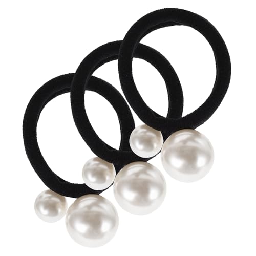 HONITANO 3 Stück Perlen Haargummis Elastische Haarbänder mit Nahtloser Perlenverzierung Haarschmuck für Frauen und Mädchen Stabiler Pferdeschwanz Halter Vielseitige Haar Accessoires von HONITANO