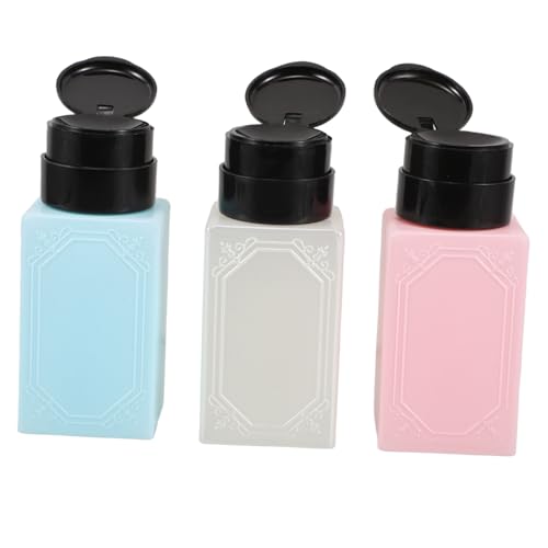 HONITANO 3 Stück Pumpspender Flasche für Nagellackentferner und Make Up Entferner Großer Fassungsvermögen Praktische Dosierung für Nagelpflege und Kosmetikgebrauch Farbig Weiß Blau von HONITANO