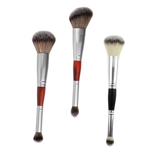HONITANO 3 Stück Teiliges Doppelkopf Makeup Pinsel Lidschatten und Highlighter Bürsten für Perfektes Augen Makeup Silber für und Mädchen von HONITANO