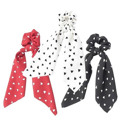 HONITANO 3 Stück Teiliges Haargummis mit Herzmuster Dekorative Haarschmuckstücke und Rot Elastische Haargummis für Damen und Besondere Anlässe von HONITANO