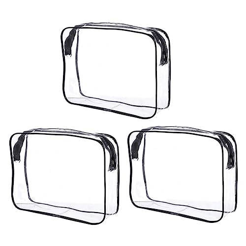 HONITANO 3 Stück Transparente Kosmetiktasche Teiliges wasserdichte Aufbewahrungstasche für Damen für Reisen mit Reißverschluss Vielseitig Einsetzbar als Schminktasche oder Toilettentasche von HONITANO