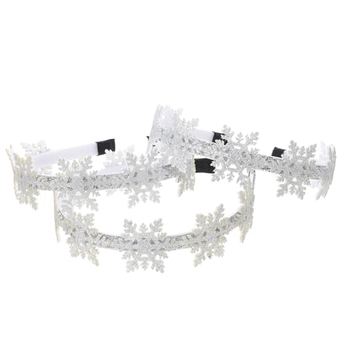 HONITANO 3 Stücke Teiliges Weihnachts Schneeflocken Haarband Leichtes Langlebiges Stirnband Festliche Deko für Winterparty und Weihnachtsfeier Komfortabel und Formbeständig Silberfarbener von HONITANO