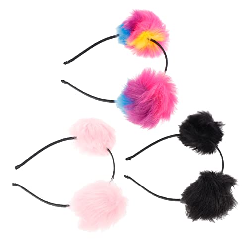 HONITANO 3stücke Flauschiges Stirnband Mit Katzenohren Für Junge Mädchen Als Kopfbedeckung Pom-pom-design Stirnband Party-accessoire Für Geburtstags Und Weihnachts-kostümpartys von HONITANO