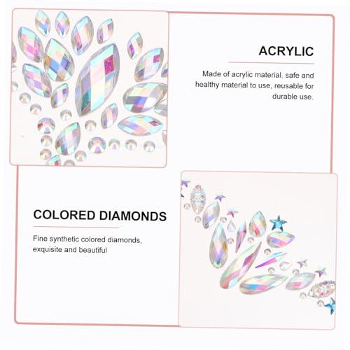 HONITANO 4 Blätter Gesichtsschmuck Aufkleber Selbstklebende Gesichtsedelsteine in Verschiedenen Formen für Augen Stirn und Körper Festival Make Up Dekoration von HONITANO