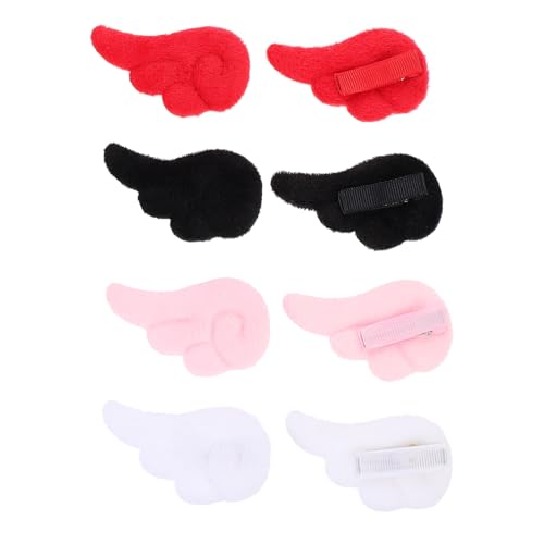 HONITANO 4 Paare Plüsch Engelsflügel Haarklammern Haarspangen Haarclips in und Dunkel Rot für Mädchen Weicher Haarschmuck zum Fixieren und Dekorieren Geeignet für Alltag und Kostümspiel von HONITANO