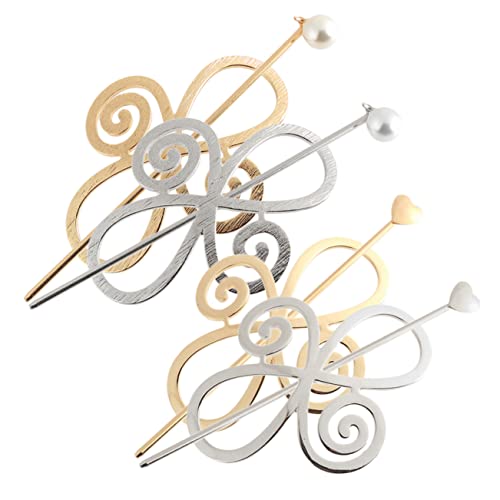 HONITANO 4 Sätze Vintage Haarnadeln Teilig Haarschmuck Haarnadeln und Haarklammern aus Galvanisiertem Haarknoten Halter für Damen Sicherer für Hochzeiten Festtage Alltag von HONITANO