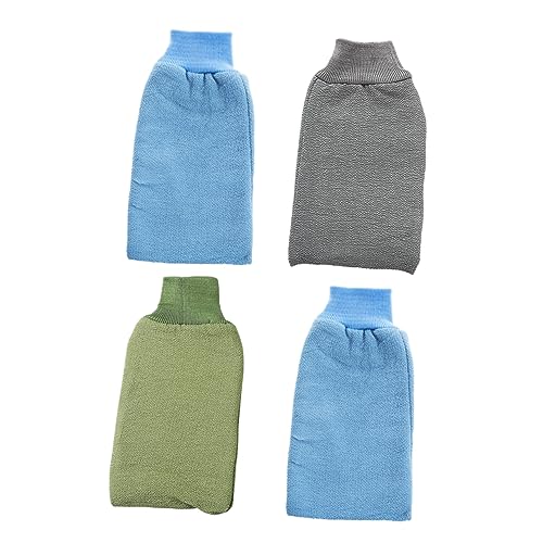 HONITANO 4 Stück Badetuch Badehandschuh Handschuh zum Duschen reinigungstuch dusche reinigungshandschuh Duschhandschuh Zufällige Farbe von HONITANO