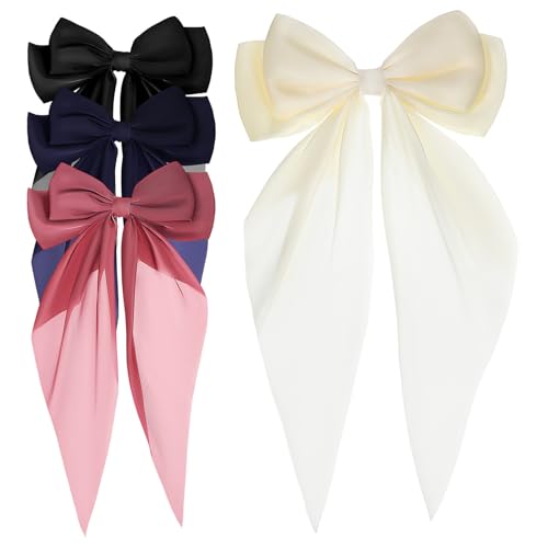 HONITANO 4 Stück Große Haarklammern mit Schleifen Design Langlebig und Rutschfest für Lange Haare von Frauen und Mädchen Teiliges in und Vielseitig für Zöpfe und Pferdeschwanz von HONITANO