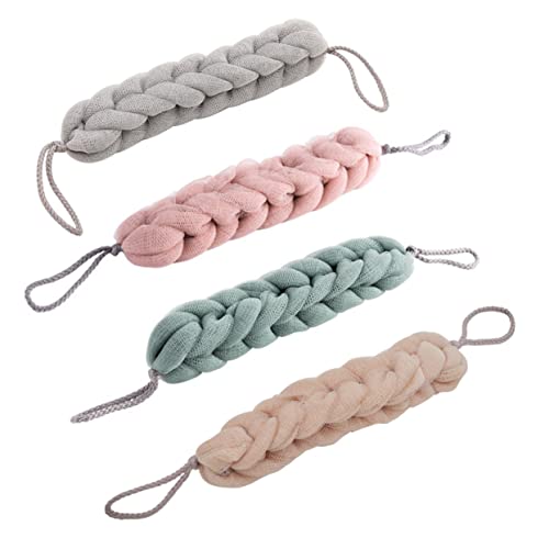 HONITANO 4 Stück Langlebiges Teiliges Peeling Badetuch Exfolierendes Duschhandtuch mit Praktischem Lanyard für Gründliche Körperreinigung und Sanftes Peeling Zufällige Zufällige Farbe von HONITANO