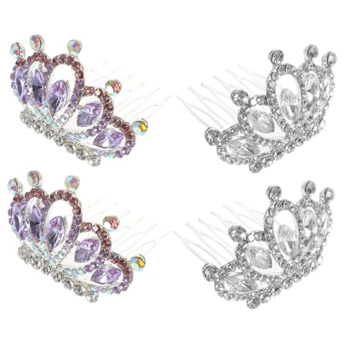 HONITANO 4 Stück Mini Tiara Haarkamm Teilig Dekorativer Haarschmuck mit Funkelnden Strasssteinen Königliches Design für Braut Hochzeit Festliche Anlässe und Frisuren von HONITANO