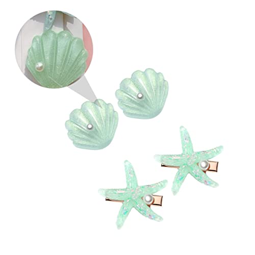 HONITANO 4 Stück Seestern Haarnadeln Clips für Damen Dekorative Muschel Haarnadeln Alltags Haarschmuck mit Perlen für Verschiedene Anlässe von HONITANO