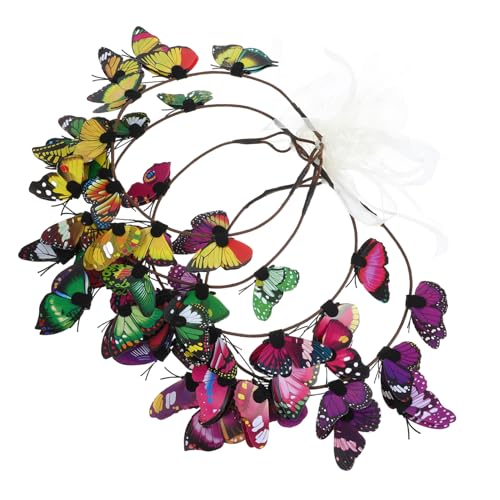 HONITANO 4 Stück Schmetterlings-stirnband Bandeau Strasssteine Strand Blume Kopfschmuck Hochzeit Prom Haarzubehör Perlen Schmetterlingskranz Stirnband Verknotet Bands Gepolstert Knoten Rave von HONITANO