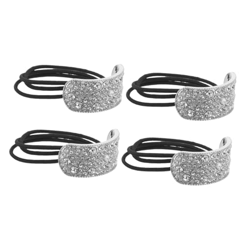 HONITANO 4 Stück Strass Haargummis Elastisch Dünn Modisch mit Funkelnden Kristallen Damen Pferdeschwanzhalter Vielseitig als Armband für Hochzeit Party Alltag von HONITANO