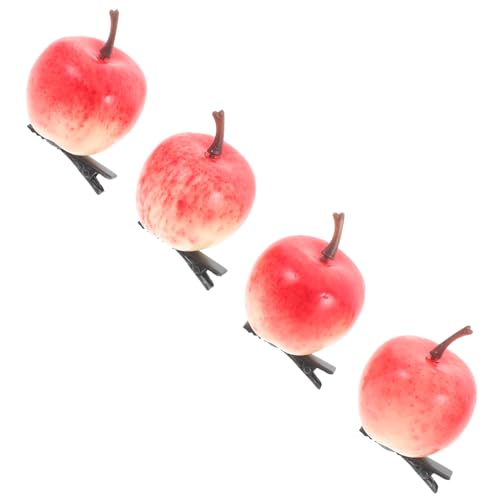 HONITANO 4 Stück Süße Apfel Haarspangen für Mädchen Realistische Mini Frucht Haarklammern Langlebiger Haarschmuck mit Rutschfester Form für Partys und Alltag von HONITANO