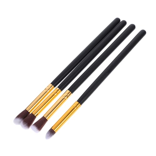 HONITANO 4 Stück Teiliges Augen Make Up Pinselset Schwarz Gold Weiche Pferdehaare Verarbeitung Kompakt und Reisefreundlich für Lidschatten Eyeliner Blush und Foundation Sanfte Hautpflege von HONITANO
