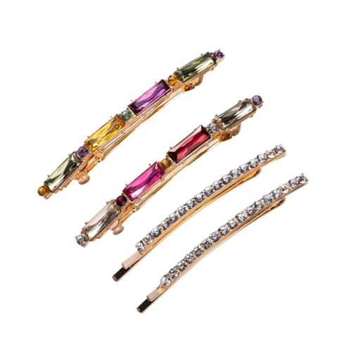 HONITANO 4 Stück Teiliges Bunte Acryl Haarspangen mit Strass Langlebige Metall Haarclips für Damen und Mädchen Modische Styling Accessoires für Alltag und Büro von HONITANO