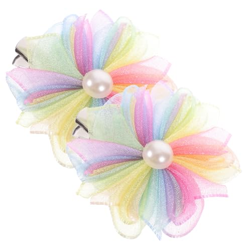HONITANO 4 Stück Teiliges Bunte Perlen Blumen Haarspangen für Mädchen Jahre Langlebige Haarklammern mit Netzstoff Niedliche Haarschmuck Accessoires für Geburtstag und Cosplay von HONITANO