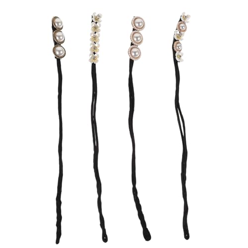 HONITANO 4 Stück Teiliges DIY Haarknoten Perlen Blumen Haarschmuck Damen Mädchen Haardutt Former Haarstyling Zubehör Langlebig Sicher Modisch für Schöne Frisuren und Festlichen Look von HONITANO