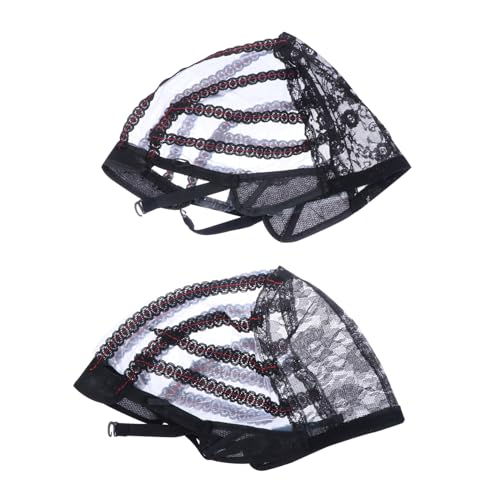 HONITANO 4 Stück Teiliges Elastisches U förmiges Haarnetz aus Atmungsaktivem Mesh Dehnbar und Bequem für Damen Stilvolle Spitzen perückenkappen zur Perückenherstellung und Haarschutz von HONITANO