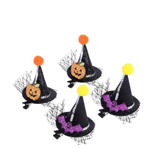 HONITANO 4 Stück Teiliges Haarclip Hexenhut Haarklammern für Mädchen Halloween Haarschmuck Cosplay Haarspangen und Dekorativ von HONITANO