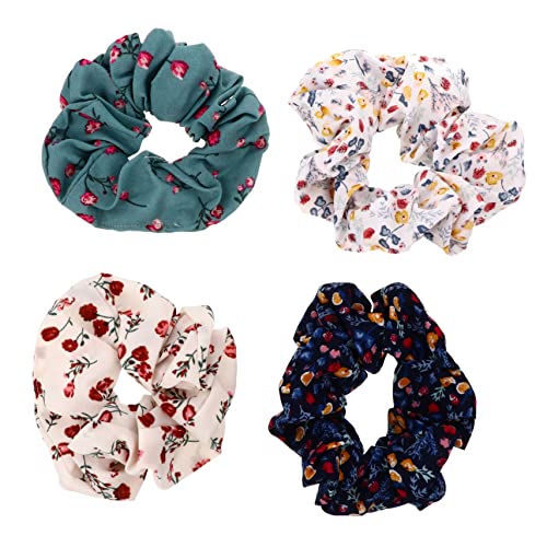 HONITANO 4 Stück Teiliges Haargummi Retro Haarschleifen Elastisch Haarschmuck für Damen und Mädchen Dehnbar Modisch Geeignet für Dünnes und Dickes Haar Buntes Komfortabel und Sicher von HONITANO