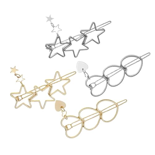 HONITANO 4 Stück Teiliges Haarklammern aus Stern Herzform Modische Haarspangen für Mädchen Rutschfestes Design Geeignet für Alltag Hochzeit Party und Festliche Anlässe von HONITANO
