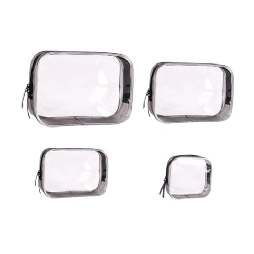 HONITANO 4 Stück Teiliges PVC Kosmetiktaschen Transparent mit Reißverschluss Große Kapazität Tragbare Kulturtasche für Reisen Makeup Organizer von HONITANO