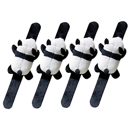 HONITANO 4 Stück Teiliges Panda Plüschtier Schnapparmband Weiches Stoffarmband mit Niedlichem Cartoon Design Verstellbar und Hautfreundlich als Partygeschenk für Freunde von HONITANO