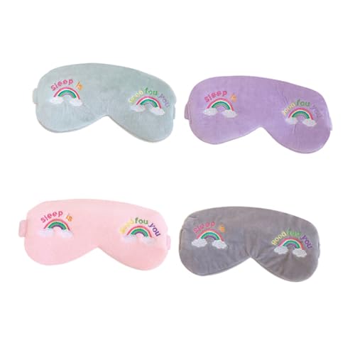 HONITANO 4 Stück Teiliges Regenbogen Schlafmaske und Mädchen Haarband Weiche Elastische Augenbinde Vielseitig Verwendbar für Reisen Entspannung Schlaf und Pflege Besticktes Zufällige Farbe von HONITANO