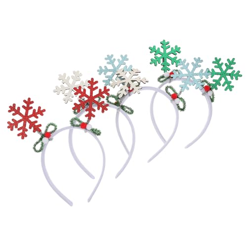 HONITANO 4stücke Schneeflocken-stirnbänder Für Damen Glitzer-haarbänder Mit Schneeflockenmotiven Weihnachtsfrisur-accessoires Winter-party-kopfbedeckungen Mehrfachsets Für von HONITANO