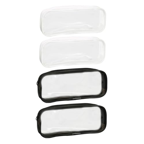 HONITANO 4 Stück Teiliges Transparentes PVC Federmäppchen wasserdichte Tragbare Kosmetiktaschen und Stifthalters für Büro und Schule Große Kapazität für Stifte Make Up und Schreibwaren von HONITANO
