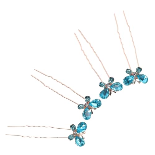 HONITANO 4 Stück Teiliges U Förmiger Haarschmuck mit Funkelnden Schmetterlings Haarspangen für Damen Stabile und Sichere Haarforken Geeignet für Hochzeit Party und Alltag Leicht und von HONITANO