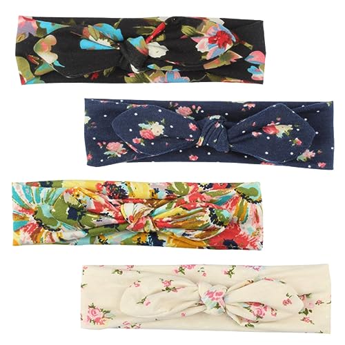 HONITANO 4 Stück Verstellbare Haargummis mit Hasenohren Elastische Haarbänder für Damen Bunten Farben Kopfband Accessoires von HONITANO