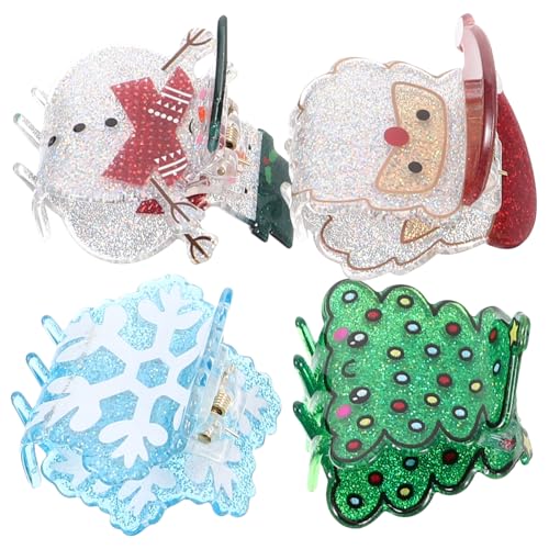 HONITANO 4 Stück Weihnachtshaarspangen Haarklammern Für Frauen Weihnachtskrallenklammern Weihnachtsclip Fröhlich Haarspangen Dünnes Haar Dekorative Haarspangen Weihnachtshaarklammern Acryl von HONITANO