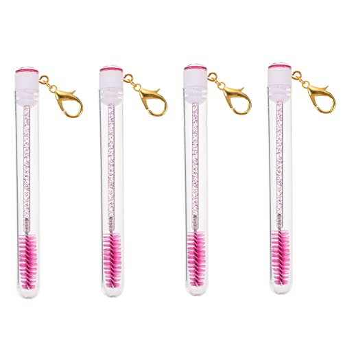 HONITANO 4 Stück Wimpernbürste Wimperntusche mit Tube Schlüssel pro brush kosmetikpinsel wimpernverlängerung zubehör makeup pinselset Wimpernkamm Augenbrauenbürstenrohr Acryl Rosy von HONITANO