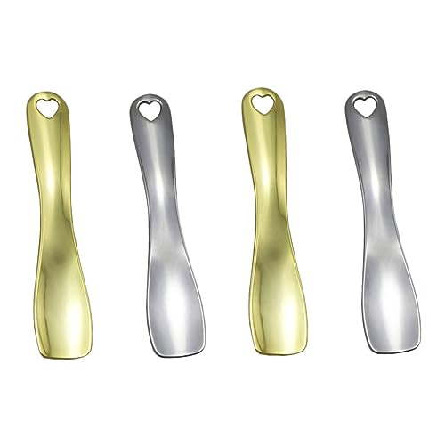 HONITANO 4stücke Kosmetische Löffel Aus Zinklegierung Für Gesichtscreme Und Augencreme Wiederverwendbare Make-up-werkzeuge Für Hautpflege Und Probenahme Gold Silberfarben von HONITANO