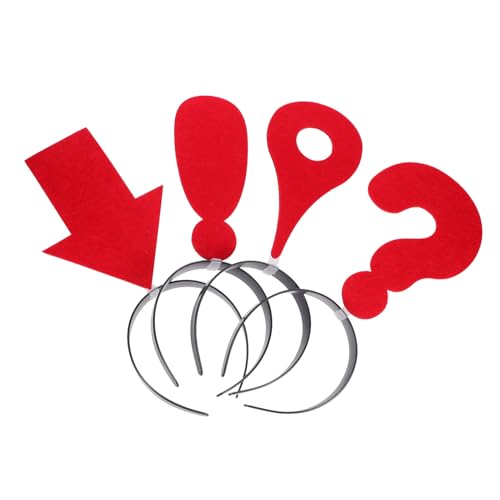 HONITANO 4 Teiliges Rotes Stirnband mit Pfeilspitze Fragezeichen Ausrufezeichen und Standort Symbol Elastische Haarschmuck Damen Flexibler Sitz für Halloween Karneval Partys und von HONITANO