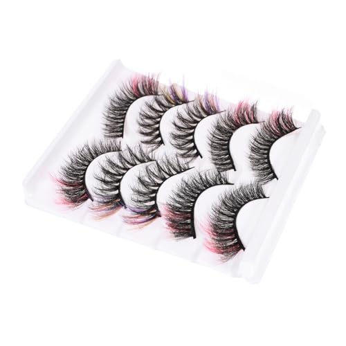HONITANO 5 Paare Bunte Falsche Wimpern Farbige Cosplay Wimpern Mehrlagig Dicht Für Frauen Mädchen Theater Make Up Party Halloween Karneval von HONITANO