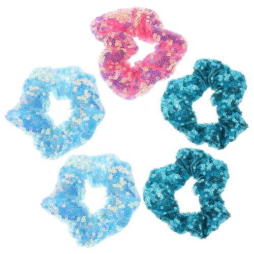 HONITANO 5 Stück Bunte Pailletten Haargummis Elastisch Schonend für Mädchen Haarschmuck Modisch Glänzend mit Guter Elastizität für Alltag Party und Festliche Anlässe von HONITANO
