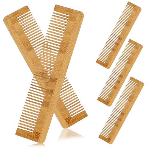 HONITANO 5 Stück Teiliges Bambus Holzkamm Antistatisch Breitzahnig und Fein für Damen und Herren Natürliches Massagekamm Design Geeignet für Dickes Welliges Glattes Haar Sowie Bartpflege von HONITANO