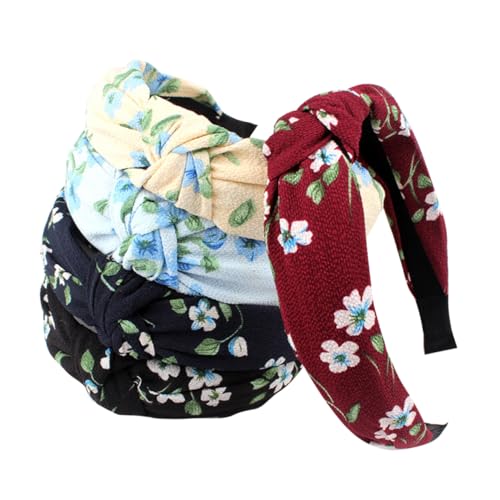 HONITANO 5 Stück Teiliges Damen Haarband mit Blumendruck Modisches Geknotetes Haarschmuck für Besondere Anlässe und Bequemes Stoffmaterial Zufälligen Farben Zufällige Farbe von HONITANO