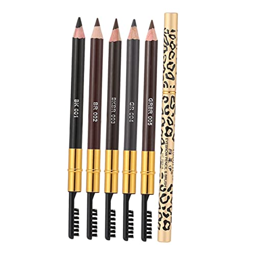 HONITANO 5 Stück Teiliges Dual End Augenbrauenstift mit Pinsel Wasserfester Langanhaltender Brow Pencil in Farben Schwarz Hellbraun Mittelbraun Dunkelbraun Natürliches Augenbrauen Make Up von HONITANO