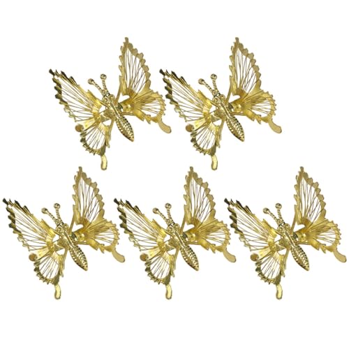 HONITANO 5 Stück Teiliges Metall Haarspangen Damen Goldene Filigrane Schmetterling Entenbill Clips Starke Haarklammern für Dickes Haar Schonend Haltend für Partys und Alltagsschmuck von HONITANO
