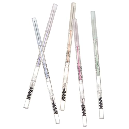 HONITANO 5 Stück Wasserfester Doppelseitiger Augenbrauenstift mit Pinsel Dünner Natürlicher Augenbrauenstift in Farben Langlebiges Make Up Tool für Präzise Form und Einfaches Styling von HONITANO